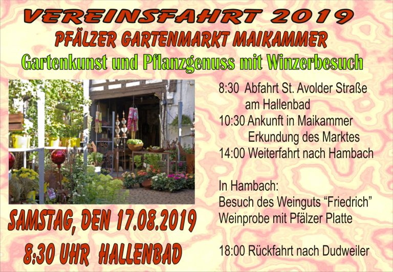 Vereinsfahrt 2019 Pfälzer Gartenmarkt Maikammer – Gartenbauverein